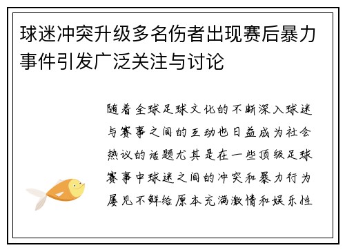 球迷冲突升级多名伤者出现赛后暴力事件引发广泛关注与讨论